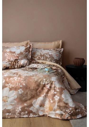 İssimo Home Claretta %100 Pamuk Saten Çift Kişilik Nevresim Takımı Pudra