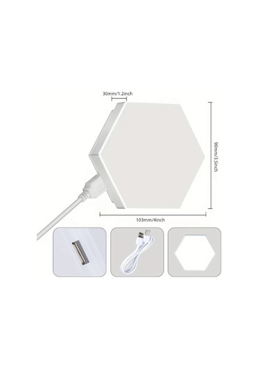 Honeybeeshop 6 Adet Modern Dokunmatik Kontrollu Altigen Led Duvar Lambasi Dokunmatik Kontrol W Dıy Montaj Enerji Tasarruflu Nötr Beyaz Usb Güç 16renk Şarj Edilebilir