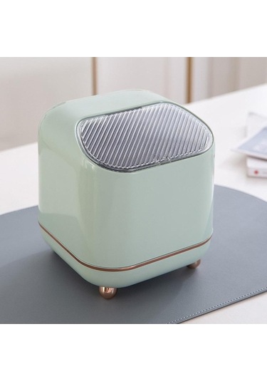 Pazly Yeşil Suntek Sepeti Masaüstü Küçük Kovası, Kovası Kapaklı Çöp Fg Yeşil