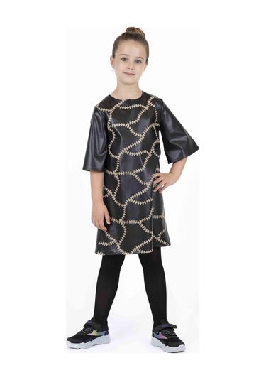Bestkids Kız Çocuk Deri İşlemeli Elbise 001