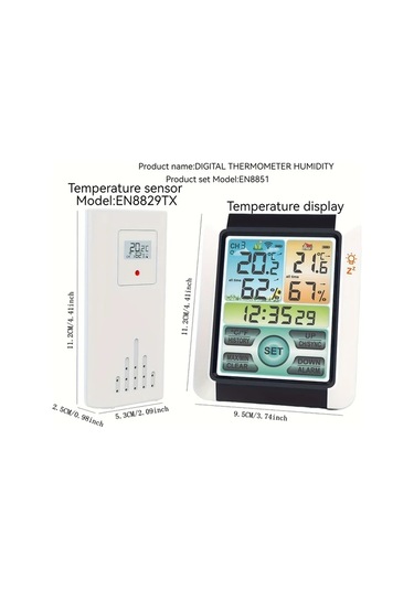 Topshop1 Beyaz Kablosuz Hava Durumu Istasyonu Renkli Ekranli Ic Dis Mekan Sicaklik Olcer Sensorlu