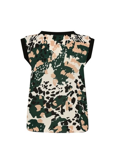Kadın Desenli Kolsuz Bluz Frn1109 Yeşil