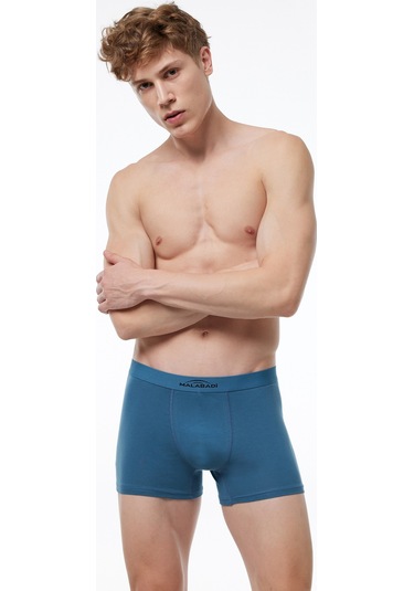 Malabadi Erkek Mavi 3'lü Pamuk Elastan Boxer 3m075