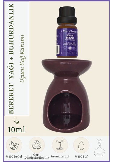 Minia Bahçe Bolluk-Bereket Abundance Uçucu Yağ Karışımı Özel Seri 10 ML + Buhurdanlık