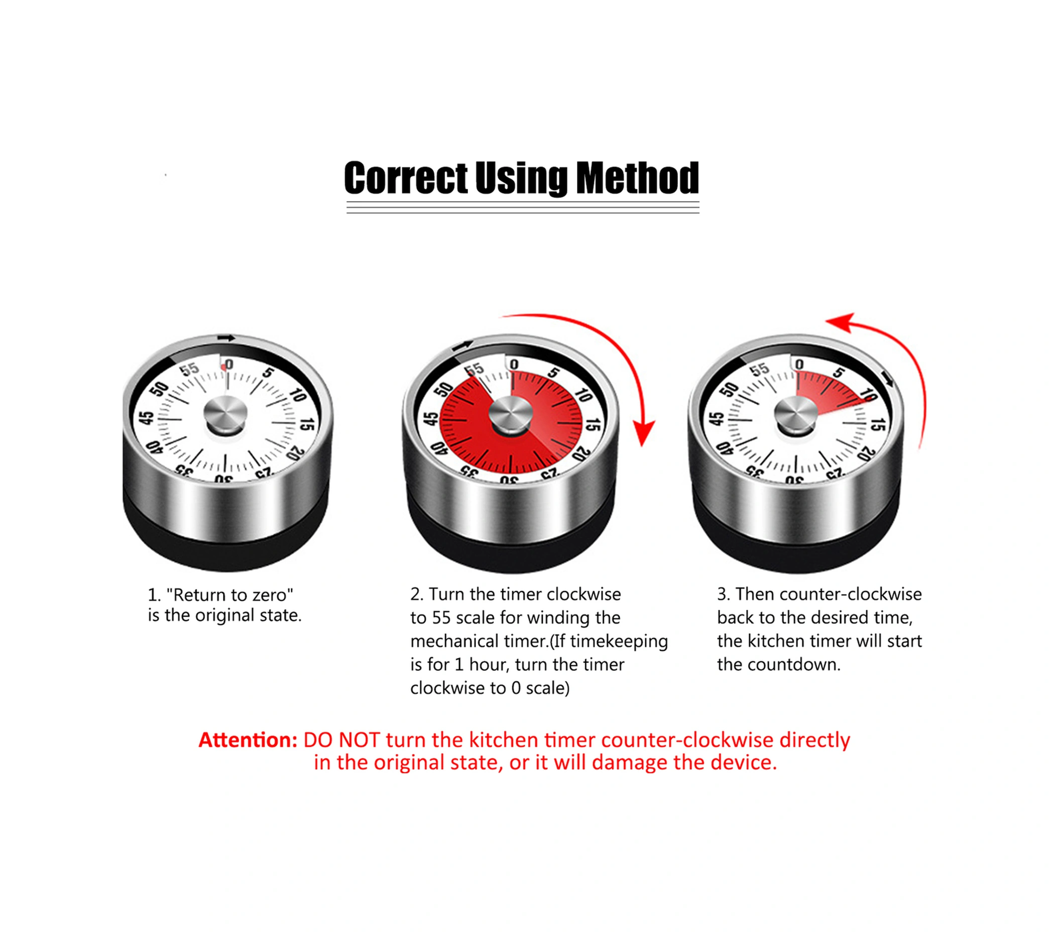 Yunboo Siyah Metal Mutfak Zamanlayıcı - 78x32mm, 126g, Fonksiyonel Zaman Takibi Aleti Siyah