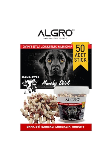 Algro Dana Etli Lokmalık Munchy Stick 50 Adet Kapaklı Kova Ambalaj