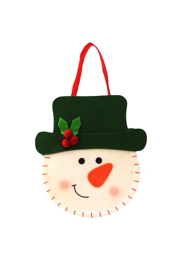 Geeksen Korkusuz Kumaş Noel Hediye Çantası - Kar Tanrısı Desenli Şeker Çantası, Büyük Kapasiteli Noel Dekorasyonu