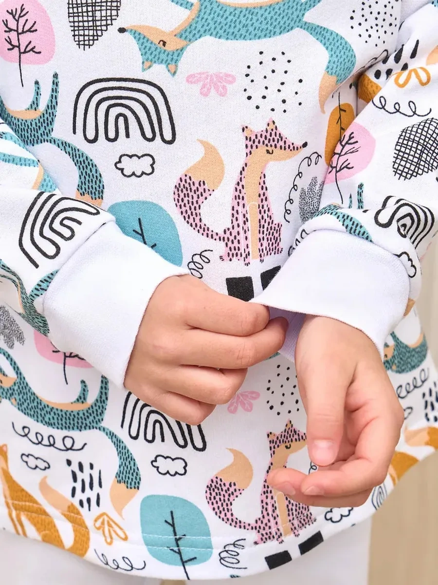 Maska.bear Çocuklar İçin Sıcak Hırka Kumaşlı, Pamuklu İç Astarlı Pijama 14026037 Beyaz