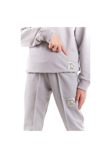 Ahengim Kız Çocuk Back To School Pamuklu Trend Eşofman Takımı Ak2529 Gri