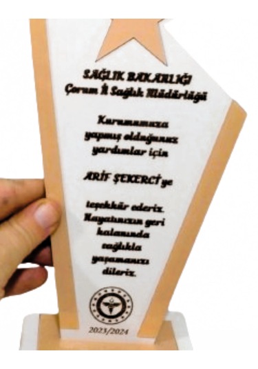 Resmi Kurum Hediyelik Plaket Kişiye Özel İsim Yazılı