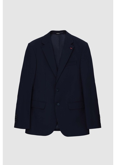 Ds Damat Slim Fit Lacivert Mono Yaka Tek Yırtmaçlı Astarlı Takim Elbise Yelekli 4HFY5ORT01599 Lacivert