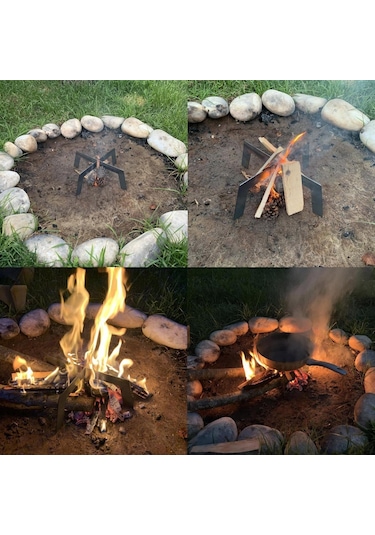 34 Cm Latnox OX+ Kamp Ocağı - Ateş Üstü Izgara - Kamp Malzemesi Siyah