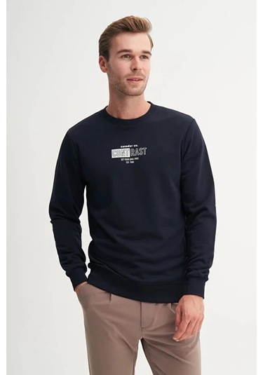 Cazador Slim Fit Mevsimlik 3 İplik Pamuk Karışımlı Sweatshirt-54160 Lacivert