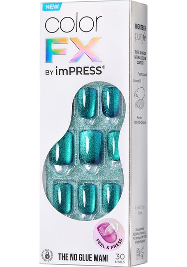 İmpress Color Fx Kendinden Yapışkanlı Takma Tırnak Kısa Yeşil Mor