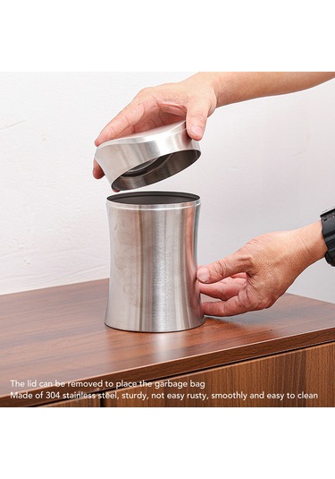 Padalink 304 Paslanmaz Çelik Masaüstü Çöp Kutusu, Sallanabilir Kapaklı Ev Ofis Banyo Odor Engelleme Küçük Çöp Sepeti