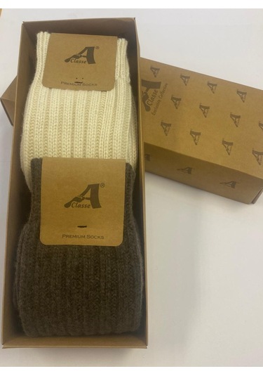 Setkek8068x2 Ke Kalın Cashmıre Erkek Çorap Kahve-ekru Kahve