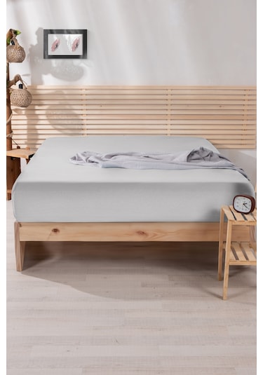 Nordqueen %100 Pamuk Tek Kişilik 100x200 Lastikli Çarşaf Gri