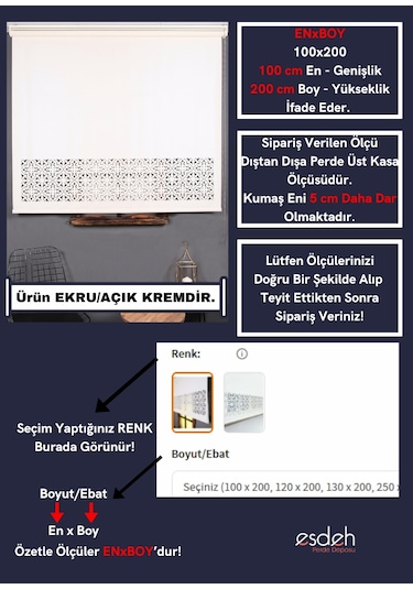 Lazer Stor Perde - Otantik Desen - Kalın Mat Model Krem