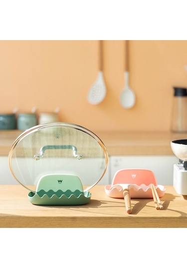 Sones Tencere Kapağı Rafı Mutfak Tezgahı Bitirme Depolama Braketi Spatula Çorba Kaşığı Çubuk Rafı