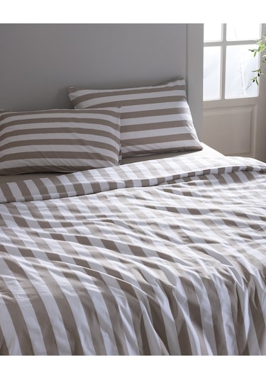 Madame Coco Avignon Çift Kişilik %100 Pamuk Ranforce Baskılı Nevresim Takımı - Bej Ekru