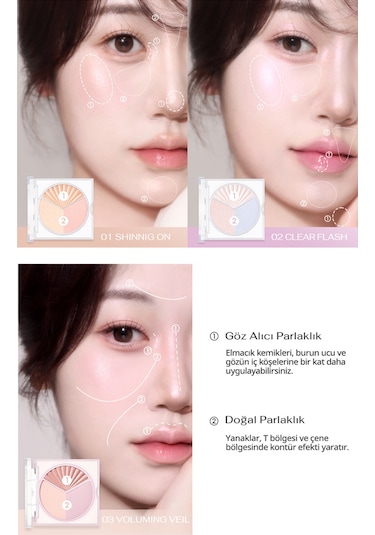 İnci Işıltıları İçeren Aydınlatıcı Paleti Perıpera V Highlighter Ad 001 Shining On Shine Bright 20180473