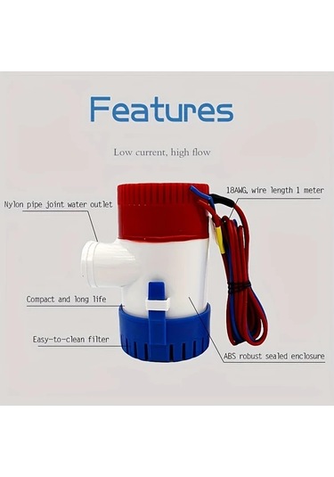 Honeybeeshop Yuksek Performansli 12v Dc 1100gph Dalgic Su Pompasi Bilgisayar Yatlar İcin Dayanikli Pp Malzeme Beyaz Su Temini Pompasi