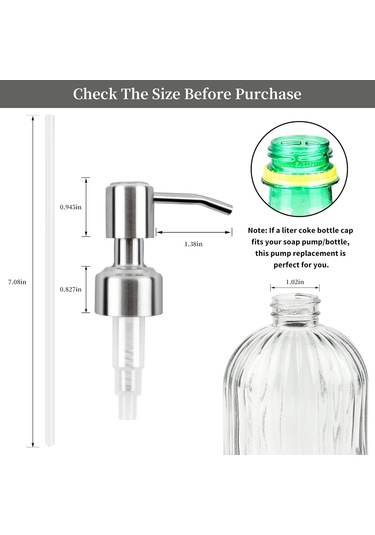 Yaozixa 6 Adet 304 Çelik Sabun Dağıtıcı Pompa, 28/400 Standart Ağızlı Şişelere Uygun, Mutfak/banyo Kullanıma Uygun, 7 İnç 6 Adet Pipet İçerir Gümüş
