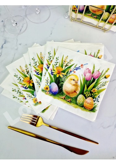 Love Land Paskalya Temalı Kağıt Masa Örtüsü 33x33 Cm 20 Adet 370309129 Pembe