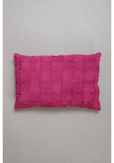 Peraluna Foam Pıllow Şifon Şerit Triko Yastık Kılıfı 60x40 Cm Fuşya - Fuşya