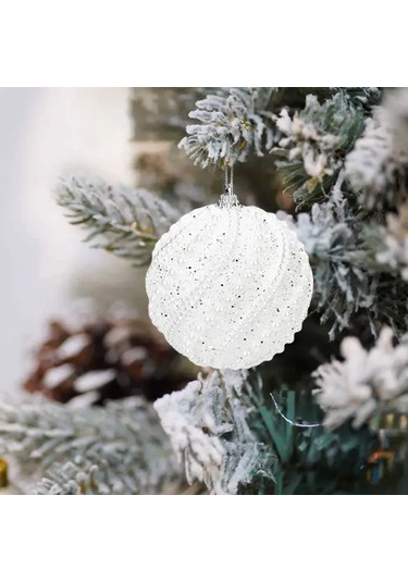 Monyee 8 Cm Renkli Noel Topu Seti, 2 Adet Abs Plastik, Işılda Parlayan Zirh Ve Boncuk Dekorasyonu, Noel Ve Yeni Yıl Dekorasyonu