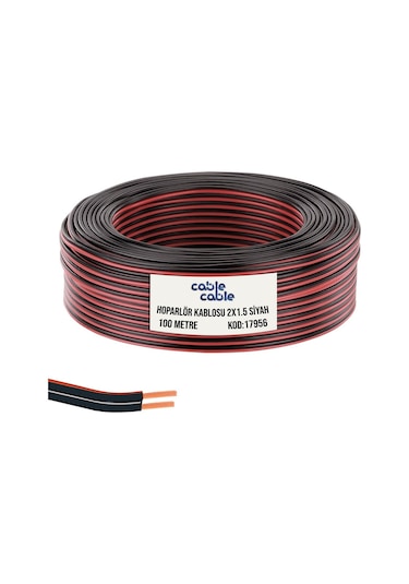 Kablo Kablo 2x1.5 Hoparlör Kablosu Siyah Kordon 100mt Poke Pk-1175