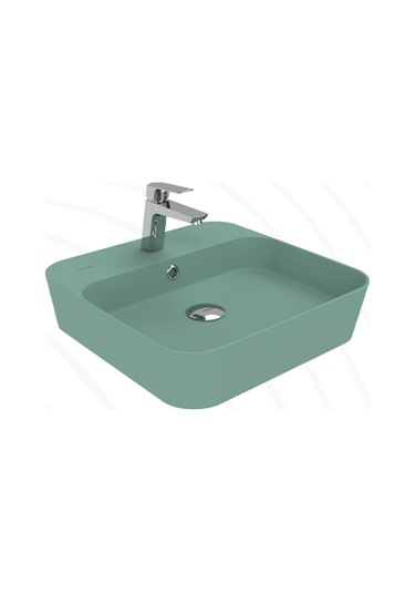 Creavit Loop Kare Masa Üstü İnce Çanak Lavabo 45 Cm Nil Yeşili Lp046-00ny