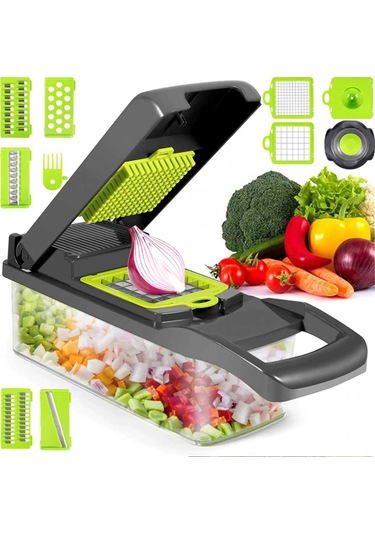 Sebze Doğrayıcı - Çok Amaçlı Sebze Doğrayıcı Mandolin 14'ü 1 Arada Gri Diğer
