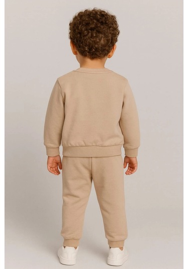 Çocuk Rahat Eşofman Takımı % 100 Pamuk Bej