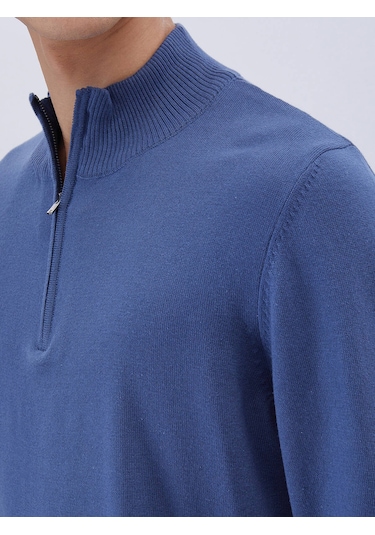 Kip İndigo Yarım Balıkçı Yaka Desenli Pamuk Karışımlı Triko Çok Renkli