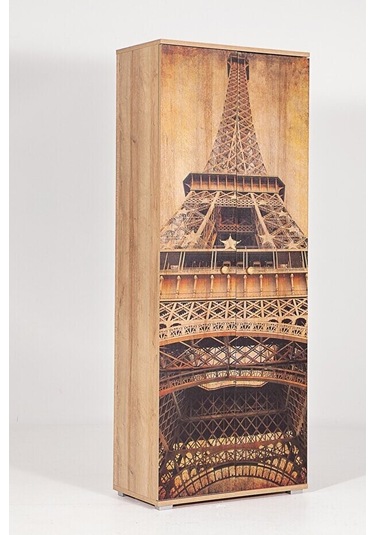 Nora Eyfel 5 Raflı 2 Kapaklı Kiler Ayakkabılık Çok Amaçlı Dolap Kahverengi