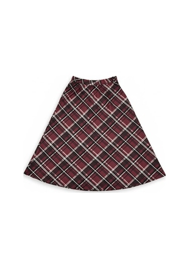 Eren Style Şifon İçi Astarlı Beli Lastikli Etek 95 Cm - 38-52 Bordo