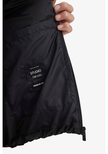 Defacto Slim Fit Dik Yaka Astarlı Fermuarlı Su Geçirmez Siyah Erkek Mont C5631ax/bk27 Siyah