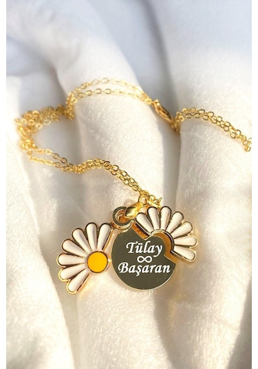 Kişiye Özel Isimli Açılan Papatya Kolye Bbk37 Gümüş