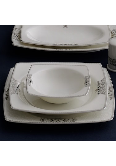 GÜRAL CAROLINE 85 PARÇA KARE BONE YEMEK TAKIMI - 56861