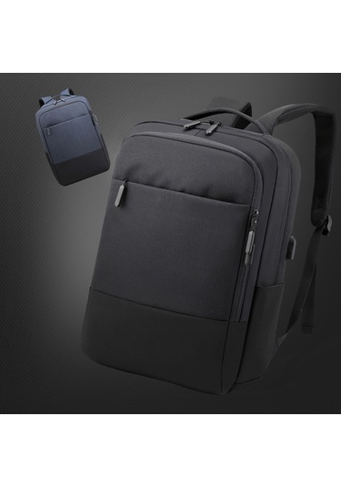 Shineyee 15.6" Usb Bağlantılı Şarj Portlu Büyük Kapasiteli Oxford Kumaş Laptop Sırt Çantası - Seyahat Ve İş Kullanımı Koyu Gri