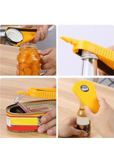 Konserve Şişe Açacağı Hafif Emek Tasarrufu Sağlayan Plastik Çok Amaçlı Kavanoz Kaymaz Şişe Açacağı Mutfak İçin Sarı