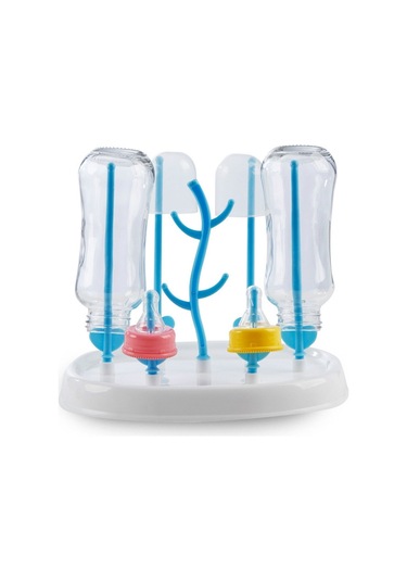 Sones Bebek Biberon Kurutma Rafı Basit Ağaç Şekli Temizleme Kurutma Makinesi Çıkarılabilir Kullanışlı Bebek Süt Kupası Emzik Tutucu Mavi