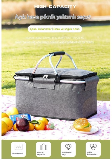 Eternal Luck Aile Açık Piknik Sepeti - Gri