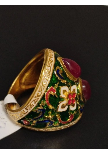 925 Ayar Gümüş Mine İşlem Yüzük 253 Altın