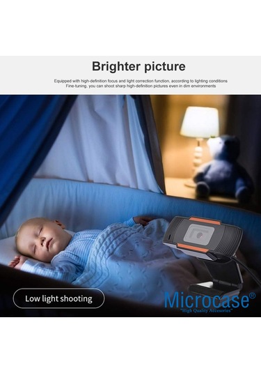 Microcase 720p 360 Dönerli Mandal Kıskaçlı Hd Webcam Kamera Zr806 - Al5152