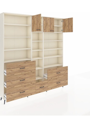 Arges Dolap 17 Raflı 6 Çekmeceli 3 Kapaklı 220x30x243 Aytaşı-çam/çam Atlas Çam/atlas Çam