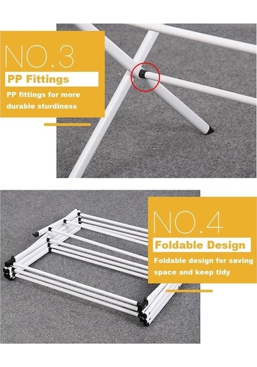Jms Katlanır Kurutma Rafı Metal Standı Asılı Ev Çamaşır Elbise Havlu Beyaz