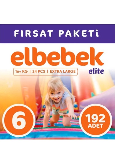 Elbebek Elite Bebek Bezi 6 Numara XLarge Fırsat Paketi 192 Adet 8'li