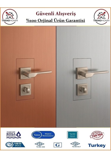 Grossavm Sedir Rozetli Wc Banyo Kapı Kolu - Nikel - 1 Takım Ön Ve Arka